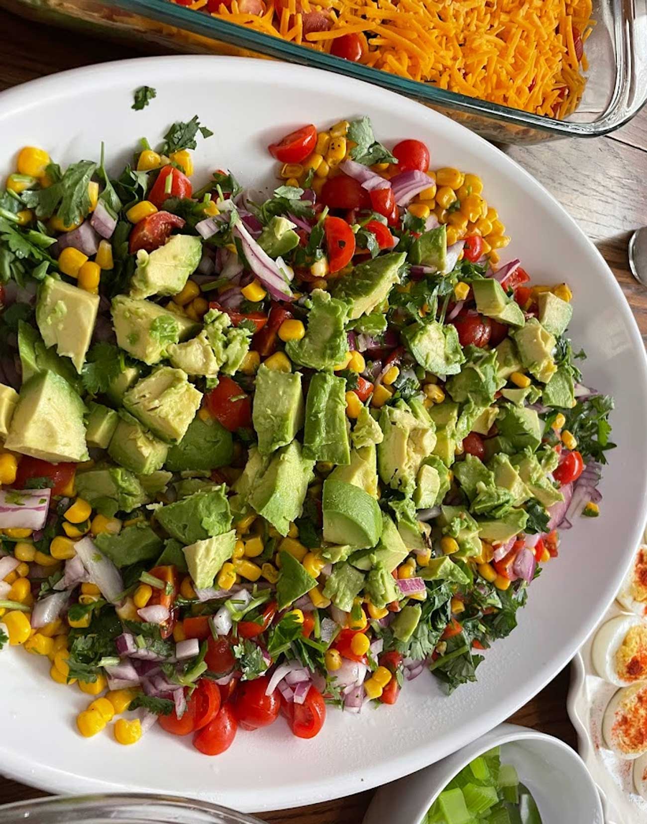 Quick and easy avocado, corn, and tomato salad