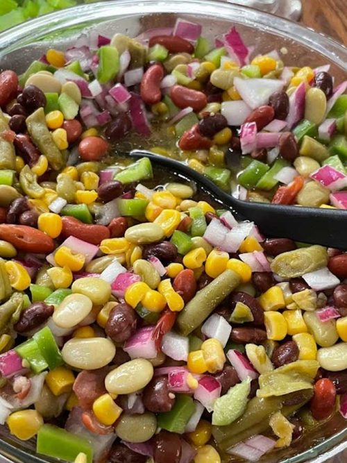 Four beans marinated veggie salad