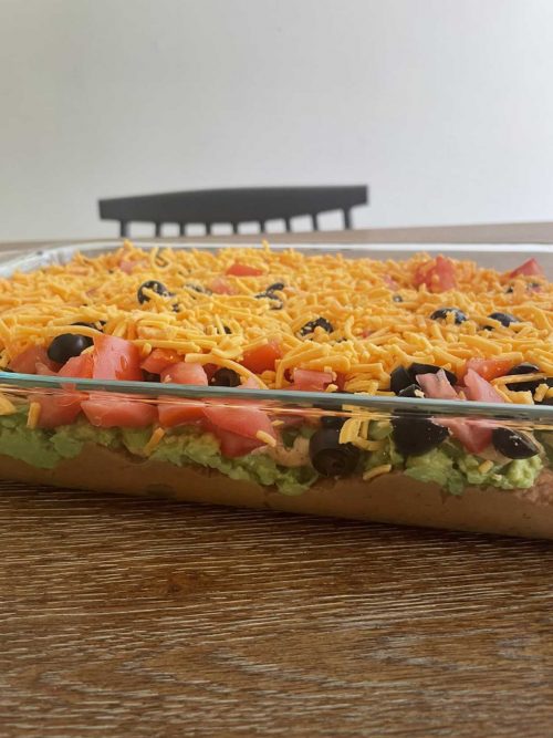 The famous seven layer tex-mex dip