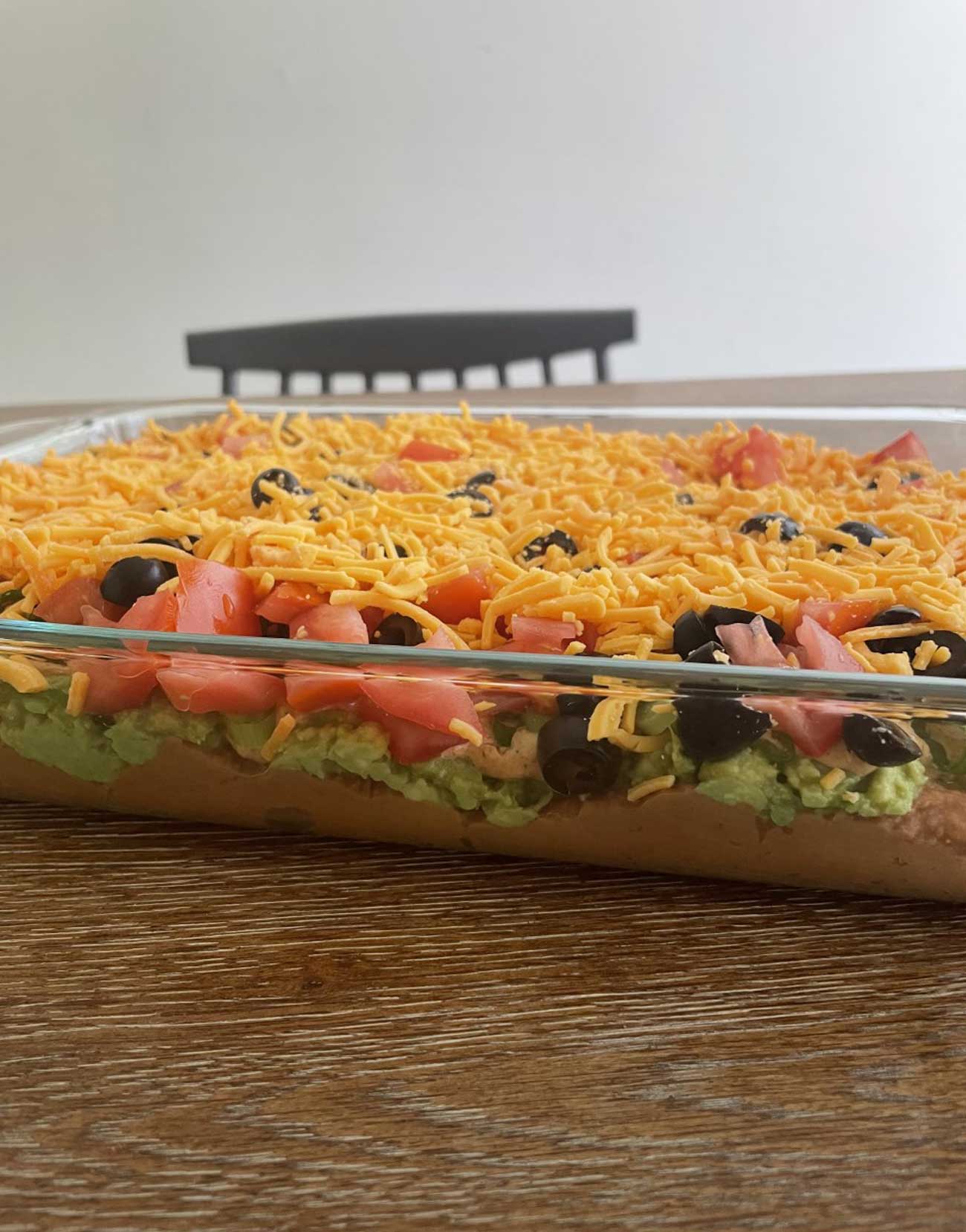 The famous seven layer tex-mex dip